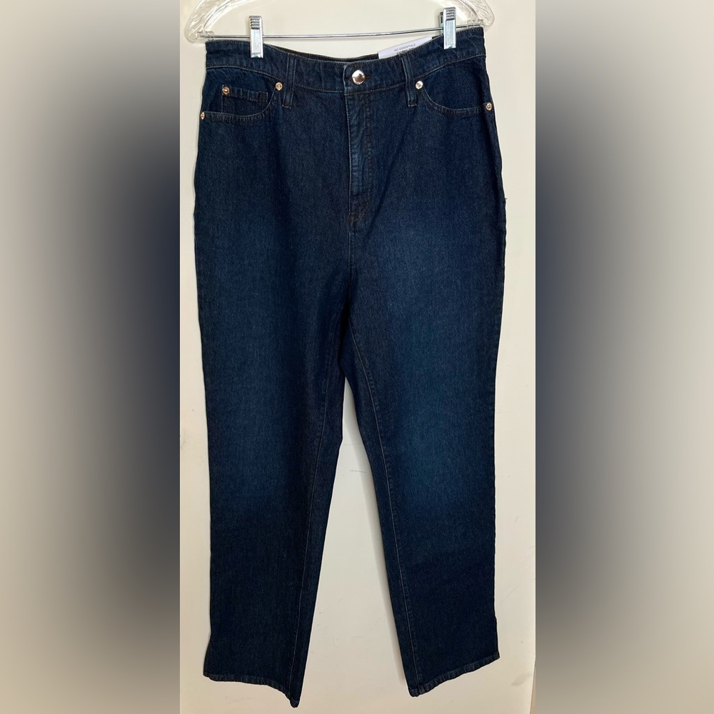 INC Regular High Rise Straight Jeans, Dark Indigo, Women’s 14, NWT